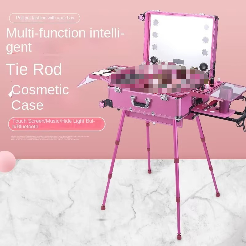 Beauty Makeup Trolley - Aluminiowa walizka na kółkach Bluetooth ze