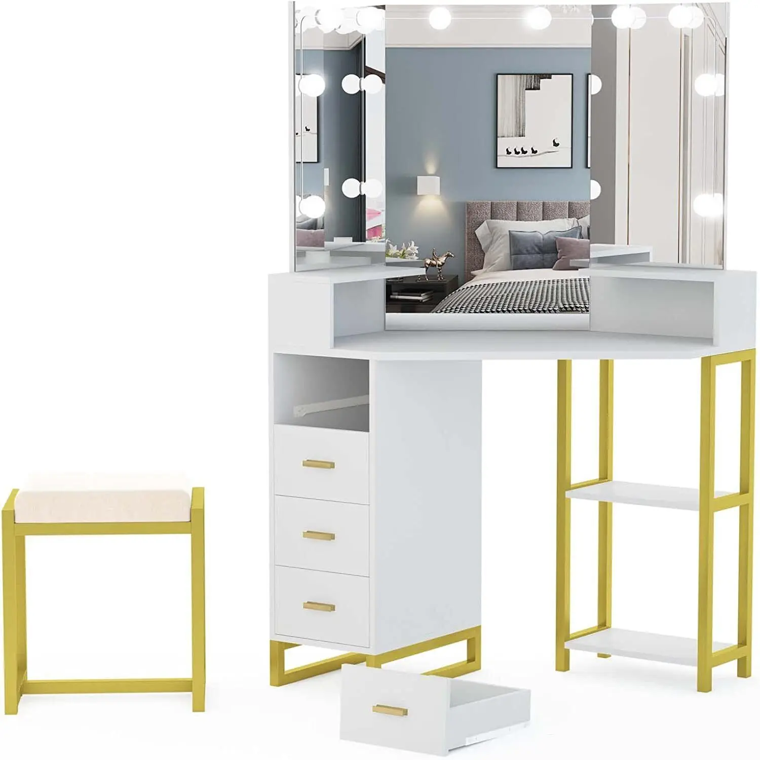 Toaletka z lustrem LED, biurko – Beauty Makeup Vanity Set recenzja i cena