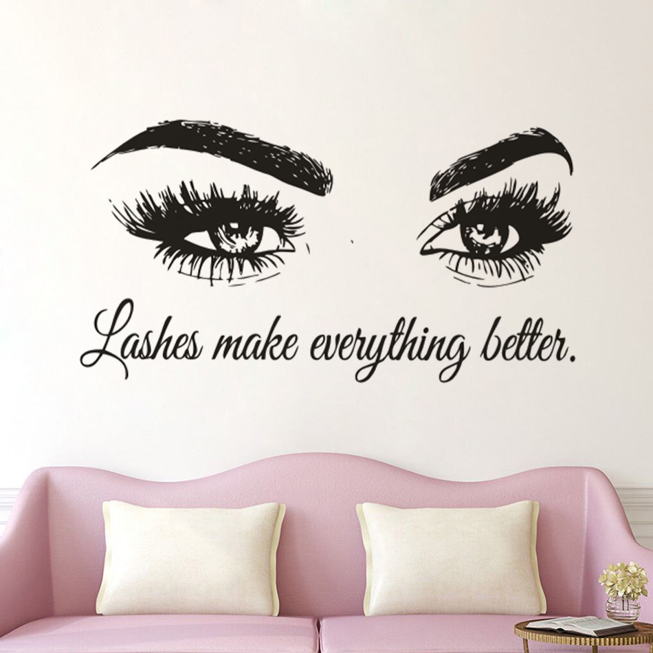Rzęsy Vinyl kalkomania ścienna – Beauty Of Makeup Quotes recenzja i cena